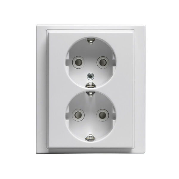 ABB Impressivo 2-os maadoitettu pistorasia, valkoinen (peitelevyllinen)