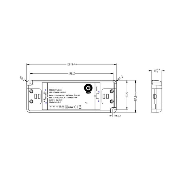 LED-muuntaja 12V, 50W (IP20) - Image 2