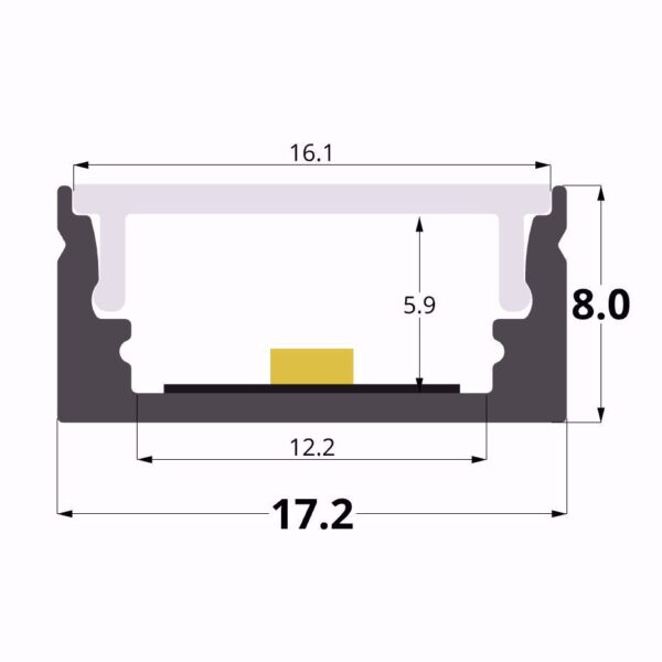 Line LED-alumiiniprofiili matala 2m alumiini - Image 2