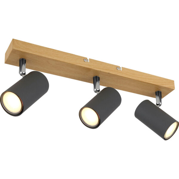 Focuslight kattovalaisin Robby 3-os. puunvärinen metalli