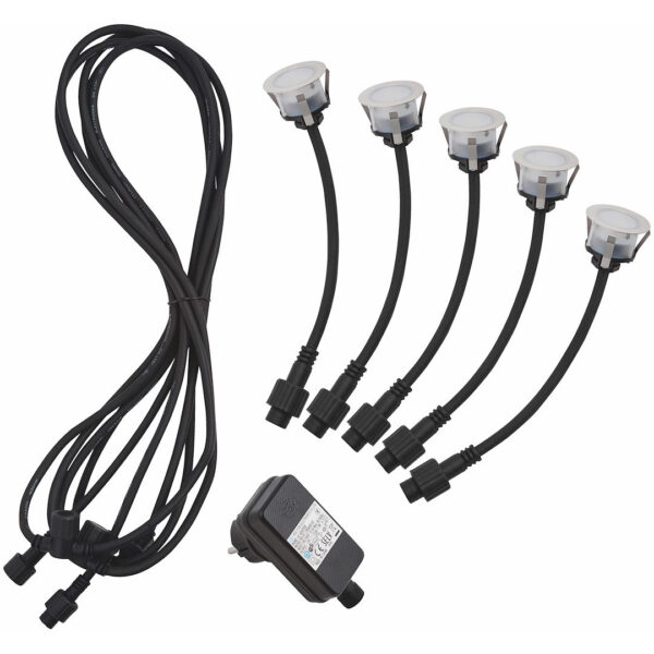 Terassivalosarja 5×LED 45mm upotettava satiini
